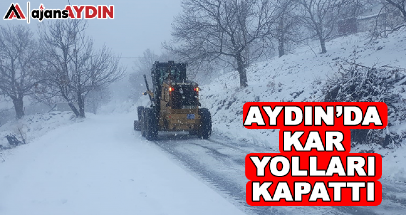 Aydın'da kar yolları kapattı