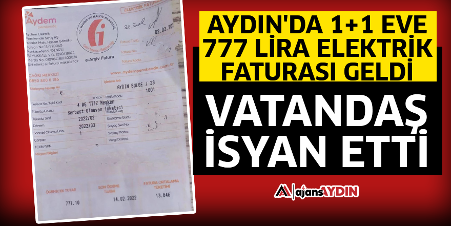 Aydın'da 1+1 eve 777 lira elektrik faturası geldi