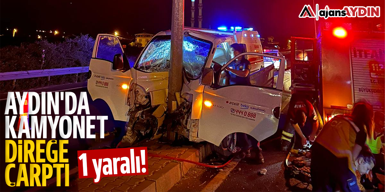 Aydın'da kamyonet direğe çarptı: 1 yaralı