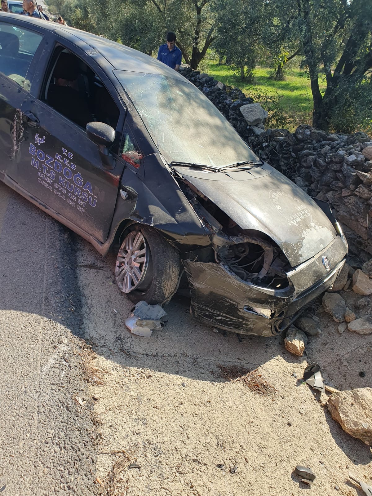 Bozdoğan'da sürücü kursu aracı kaza yaptı 2 yaralı