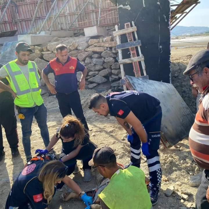 Aydın-Denizli otoyolu inşaatında feci olay 1 işçi öldü
