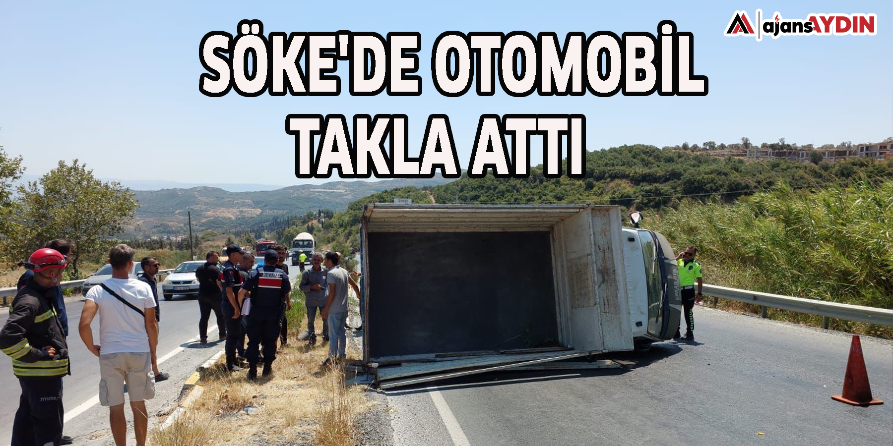 Söke'de otomobil takla attı