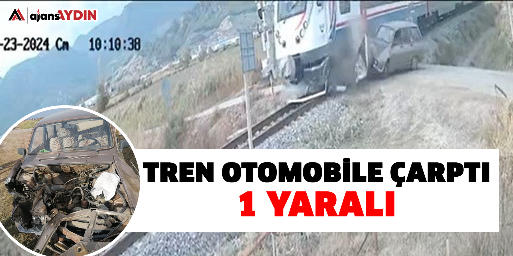 Tren otomobile çarptı:  1 yaralı