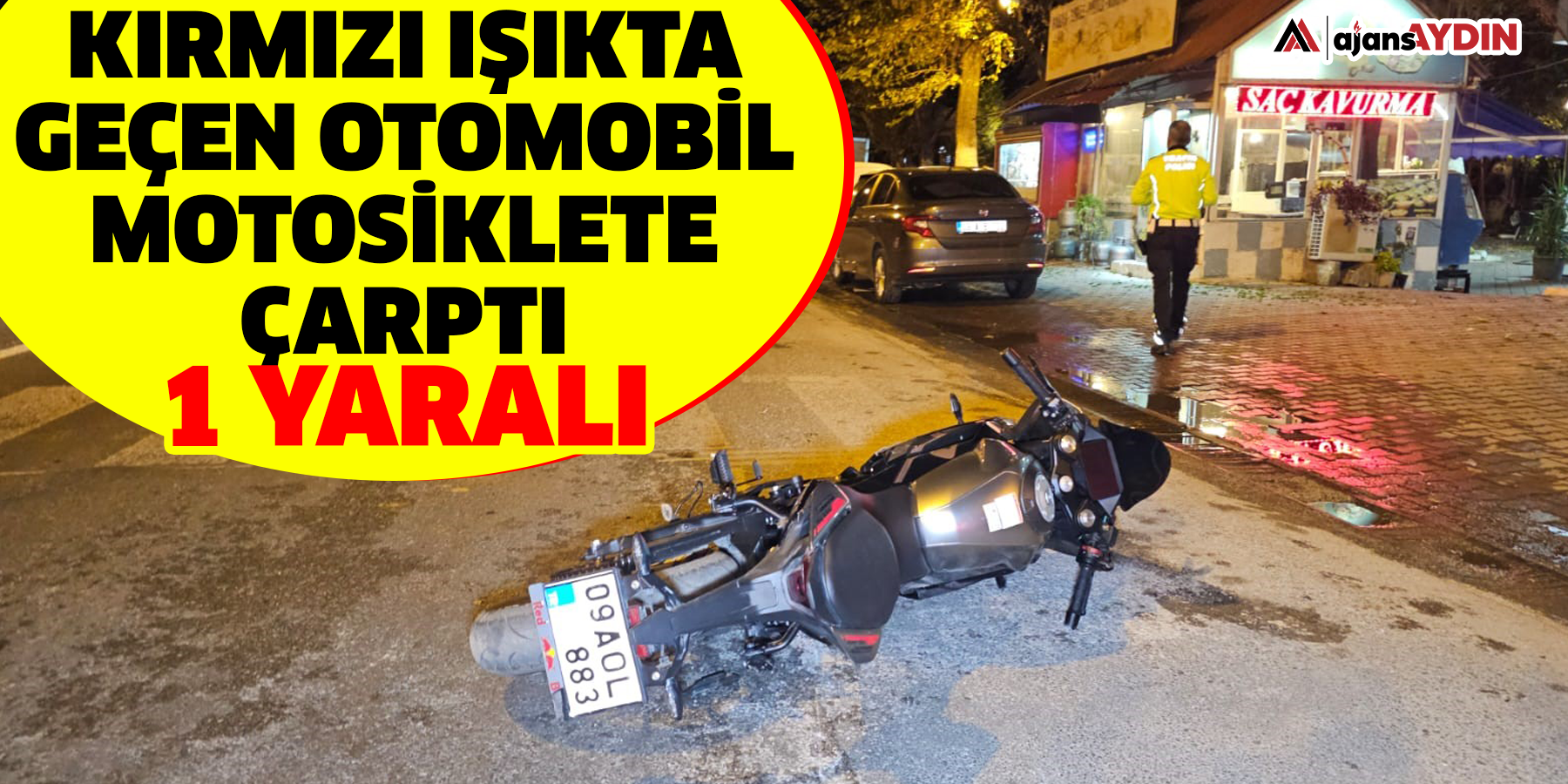 Kırmızı ışıkta geçen otomobil motosiklete çarptı: 1 yaralı