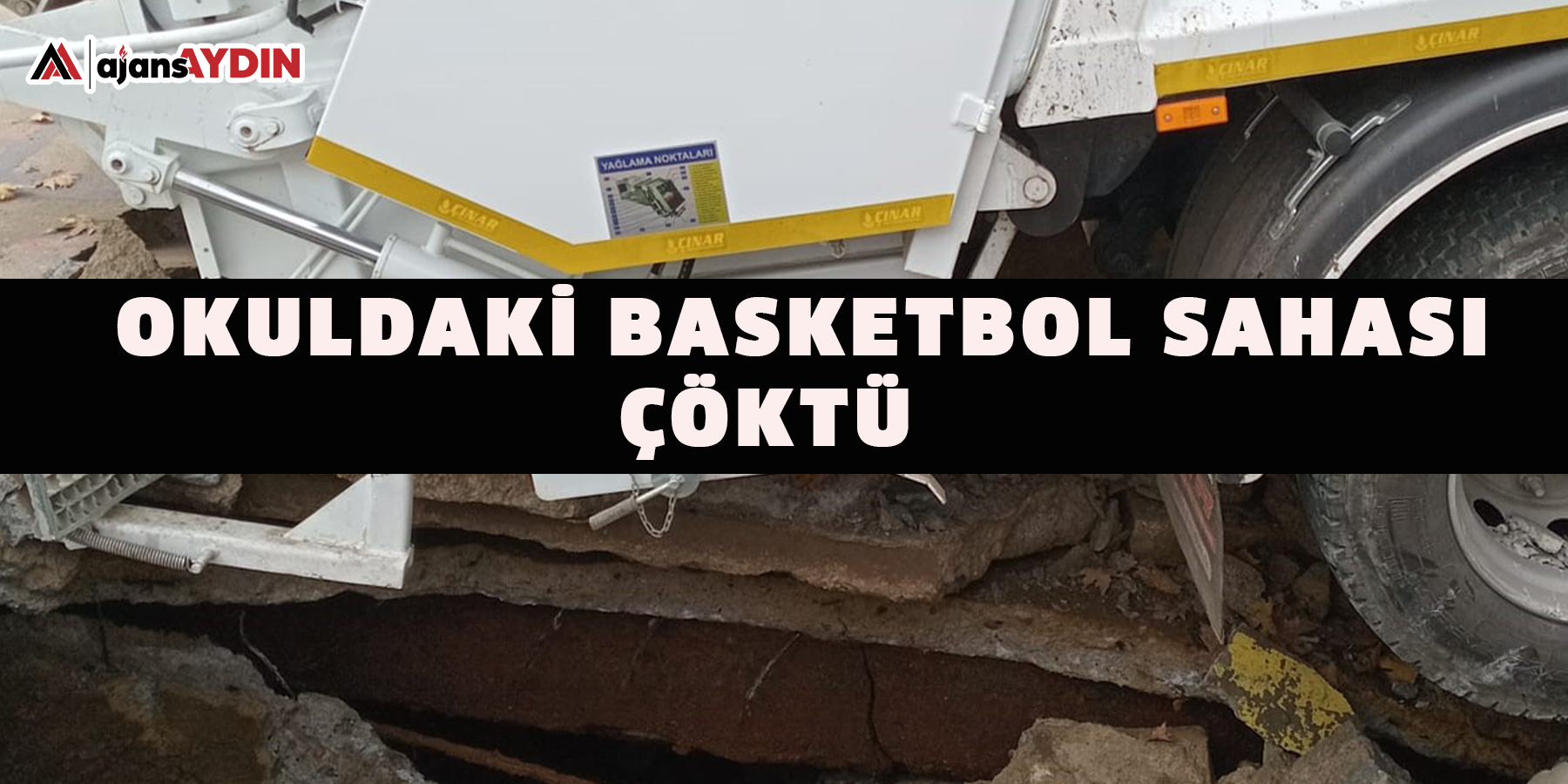 Okuldaki basketbol sahası çöktü