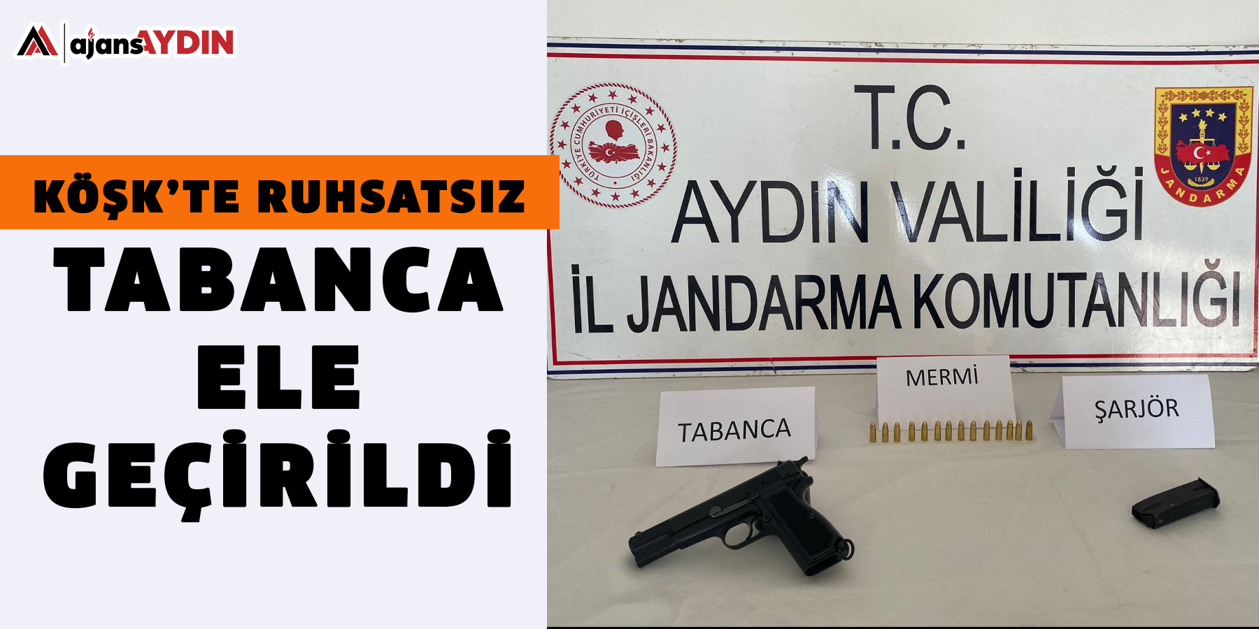 Köşk’te ruhsatsız tabanca ele geçirildi