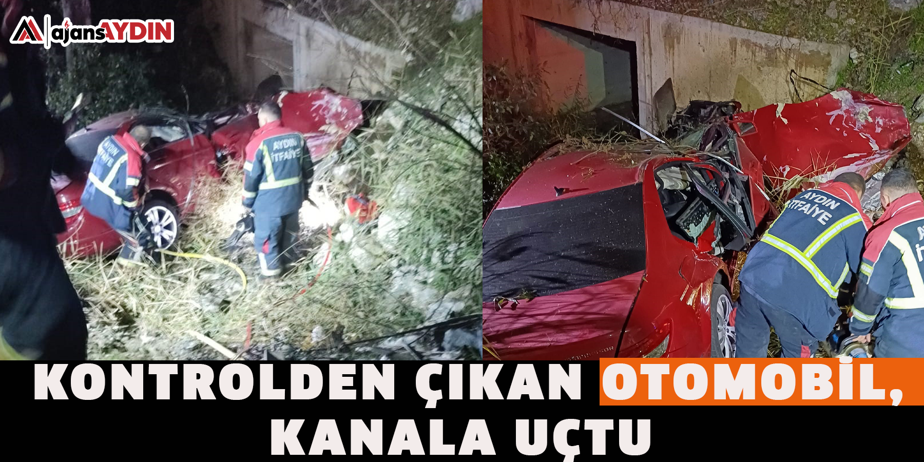 Kontrolden çıkan otomobil, kanala uçtu