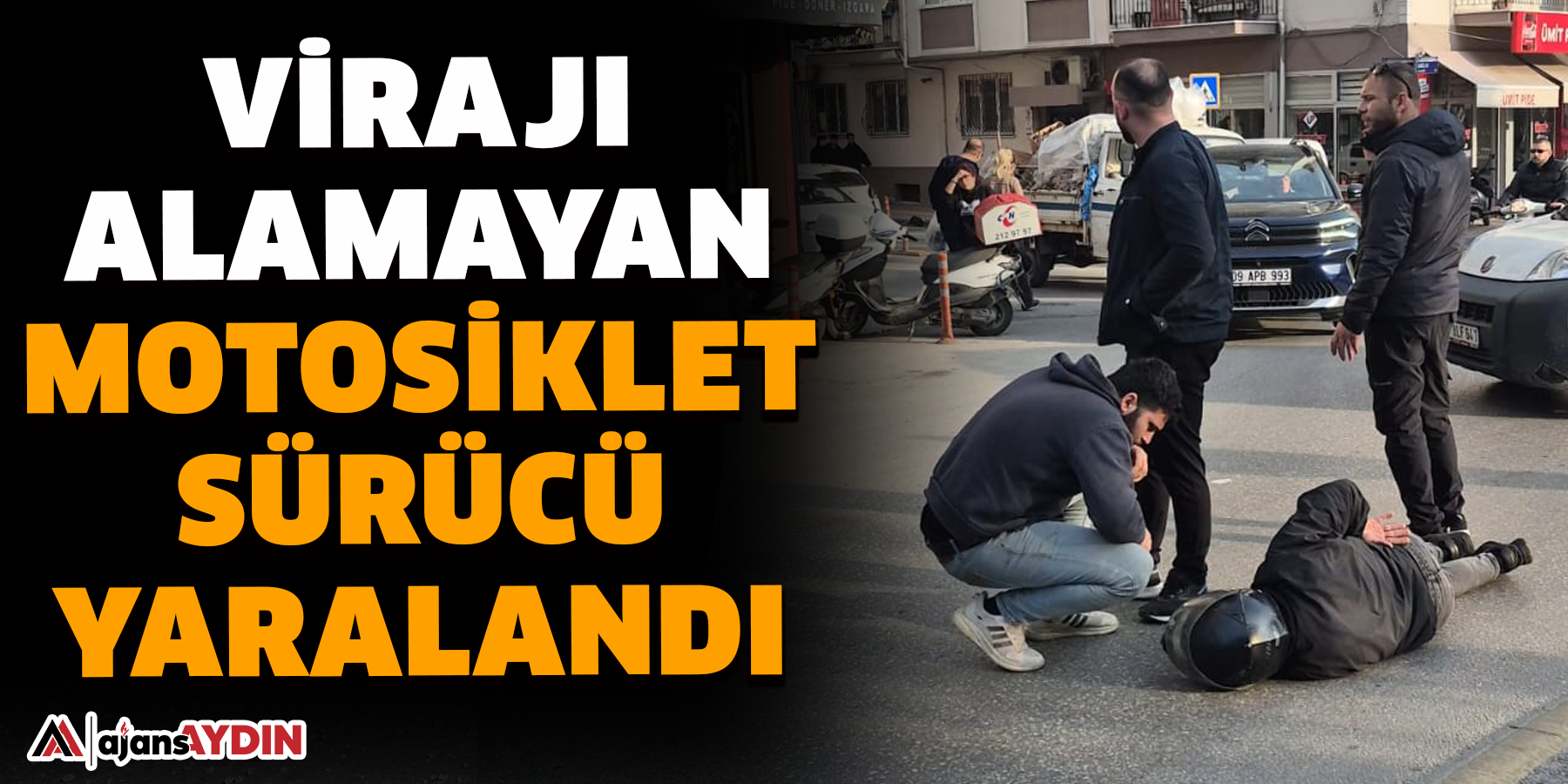 Virajı alamayan motosiklet sürücü yaralandı