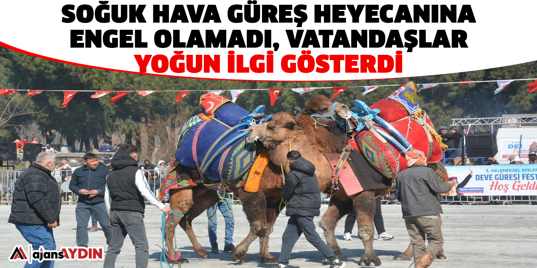 Soğuk hava güreş heyecanına engel olamadı, vatandaşlar yoğun ilgi gösterdi