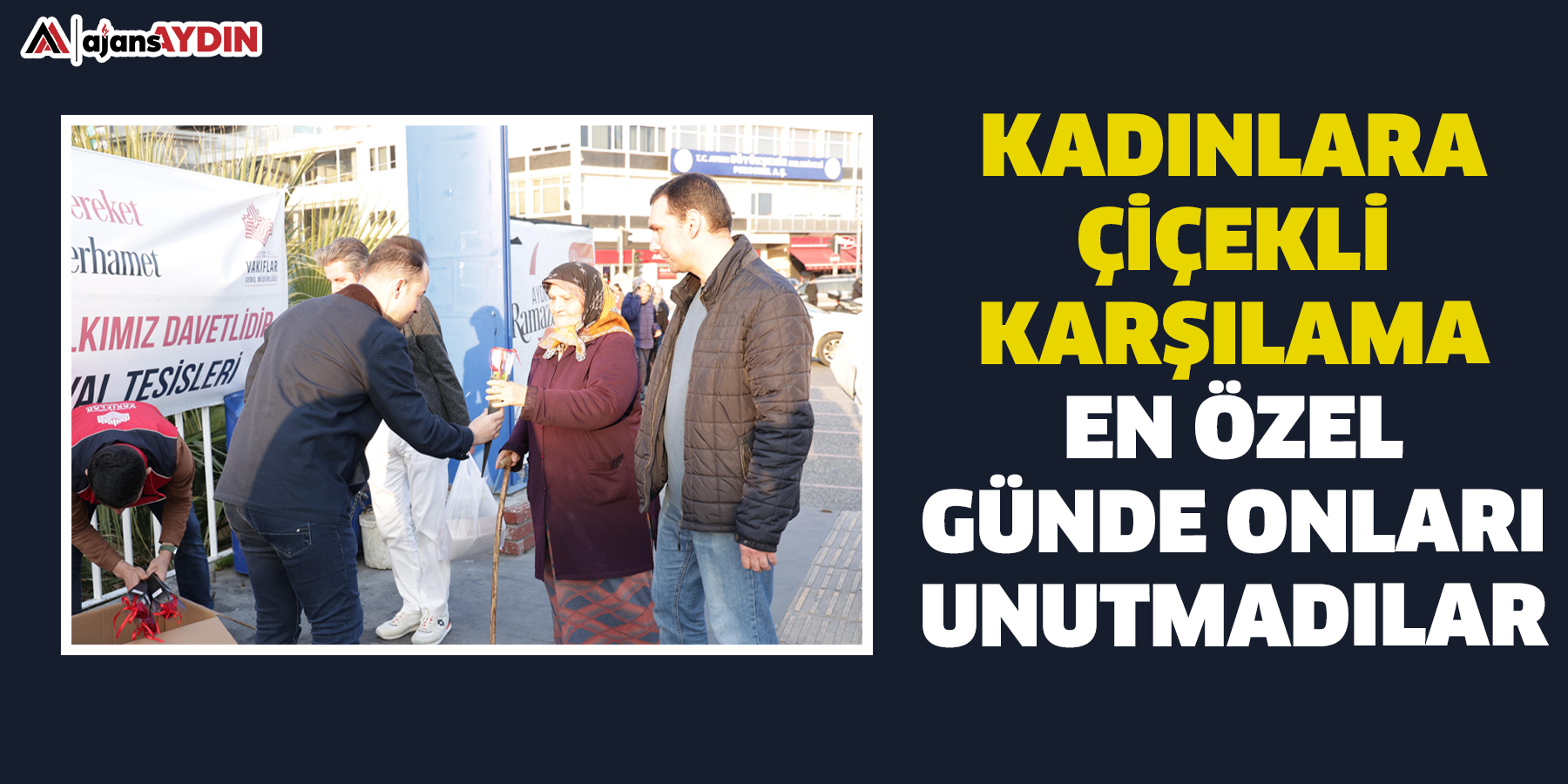 Kadınlara çiçekli karşılama  En özel günde onları unutmadılar