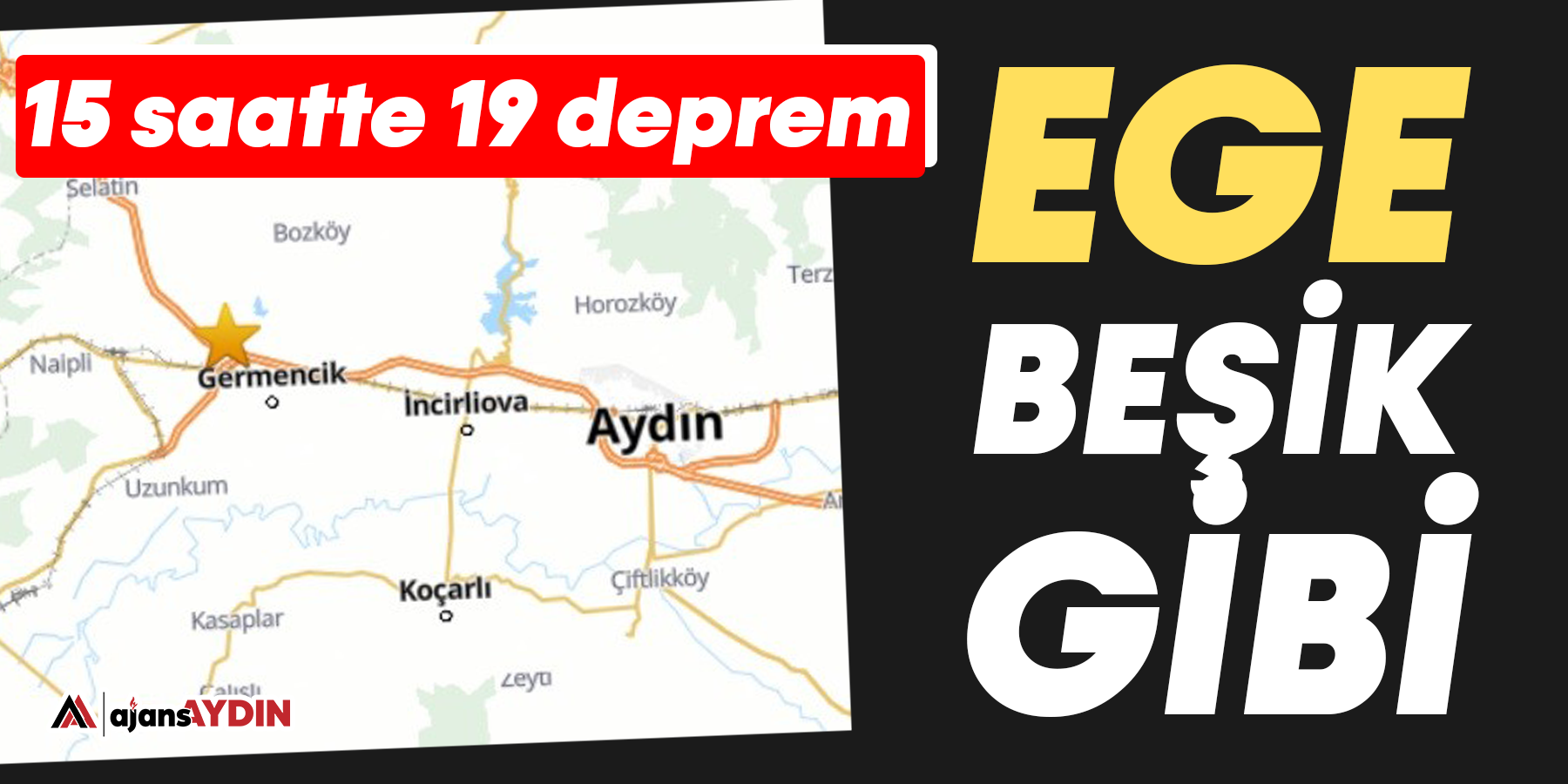 Ege'de 15 saatte 19 deprem meydana geldi