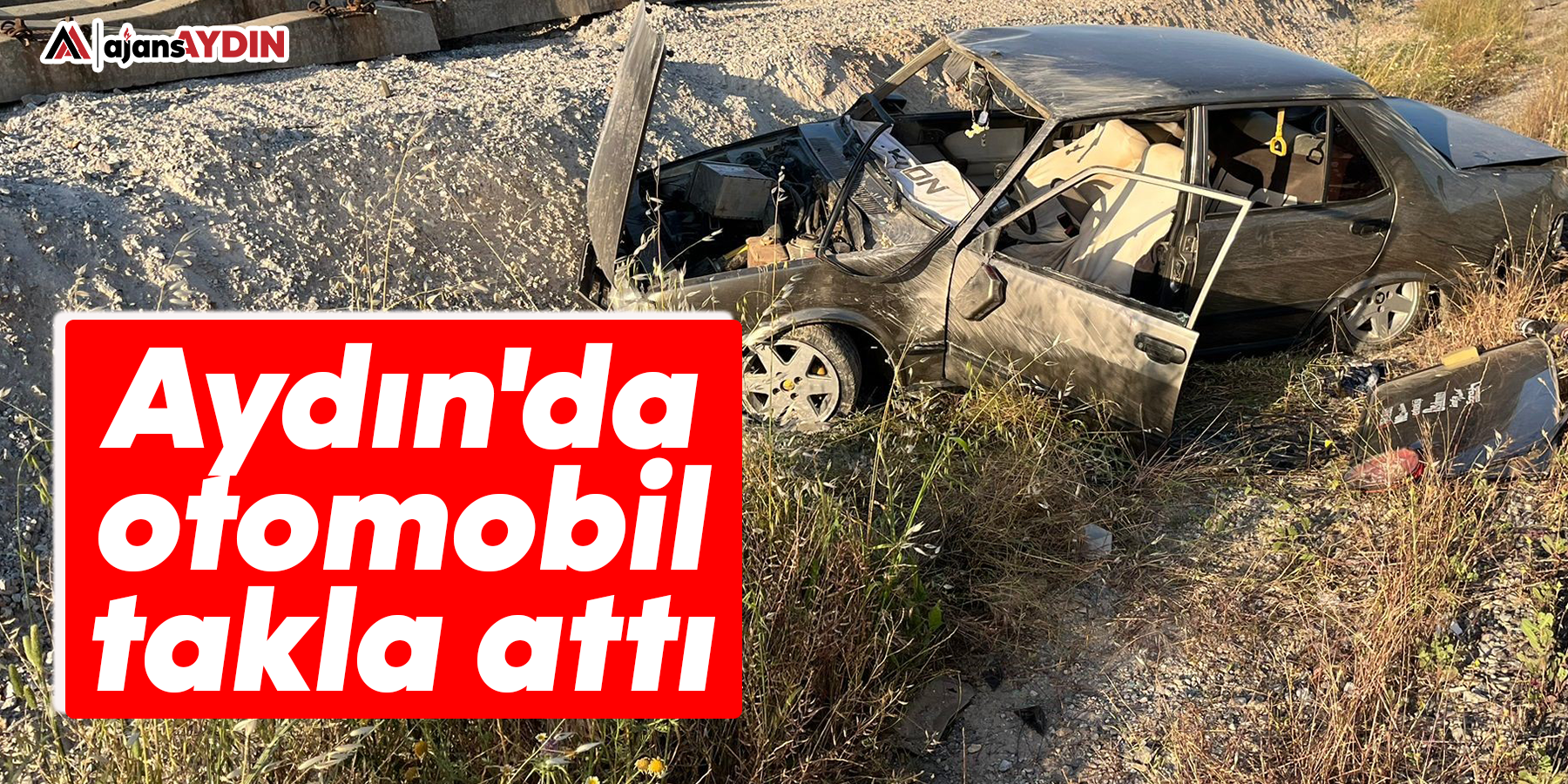 Aydın'da otomobil takla attı