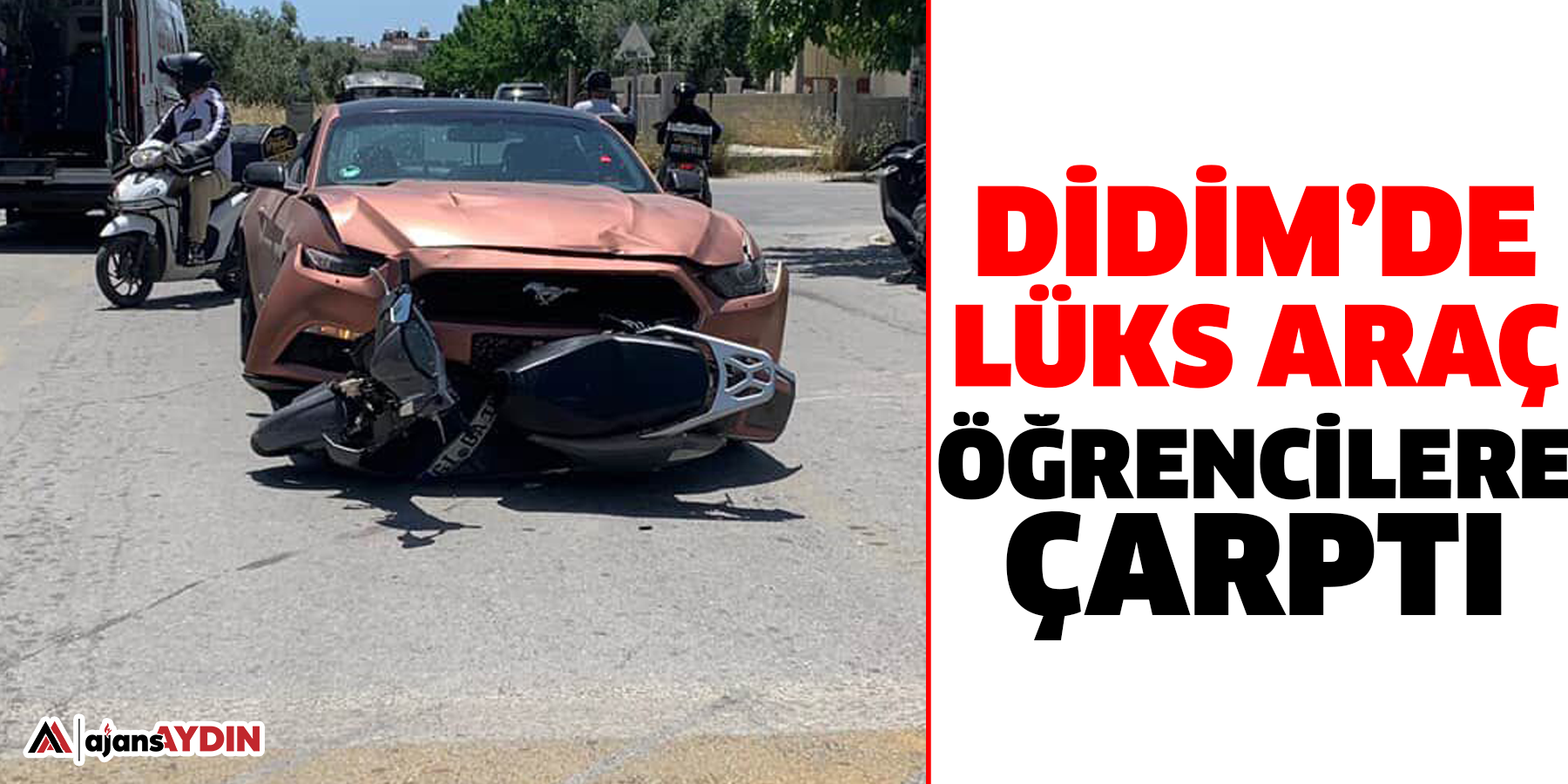 Didim’de lüks araç öğrencilere çarptı