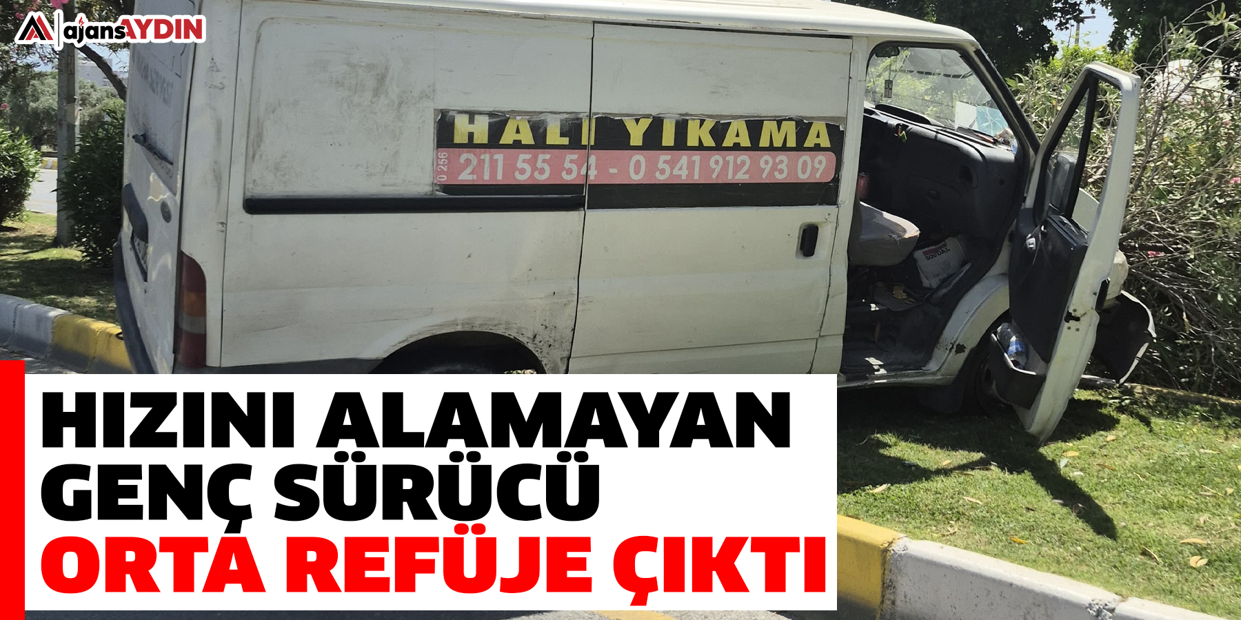 Hızını Alamayan Genç Sürücü Orta Refüje Çıktı