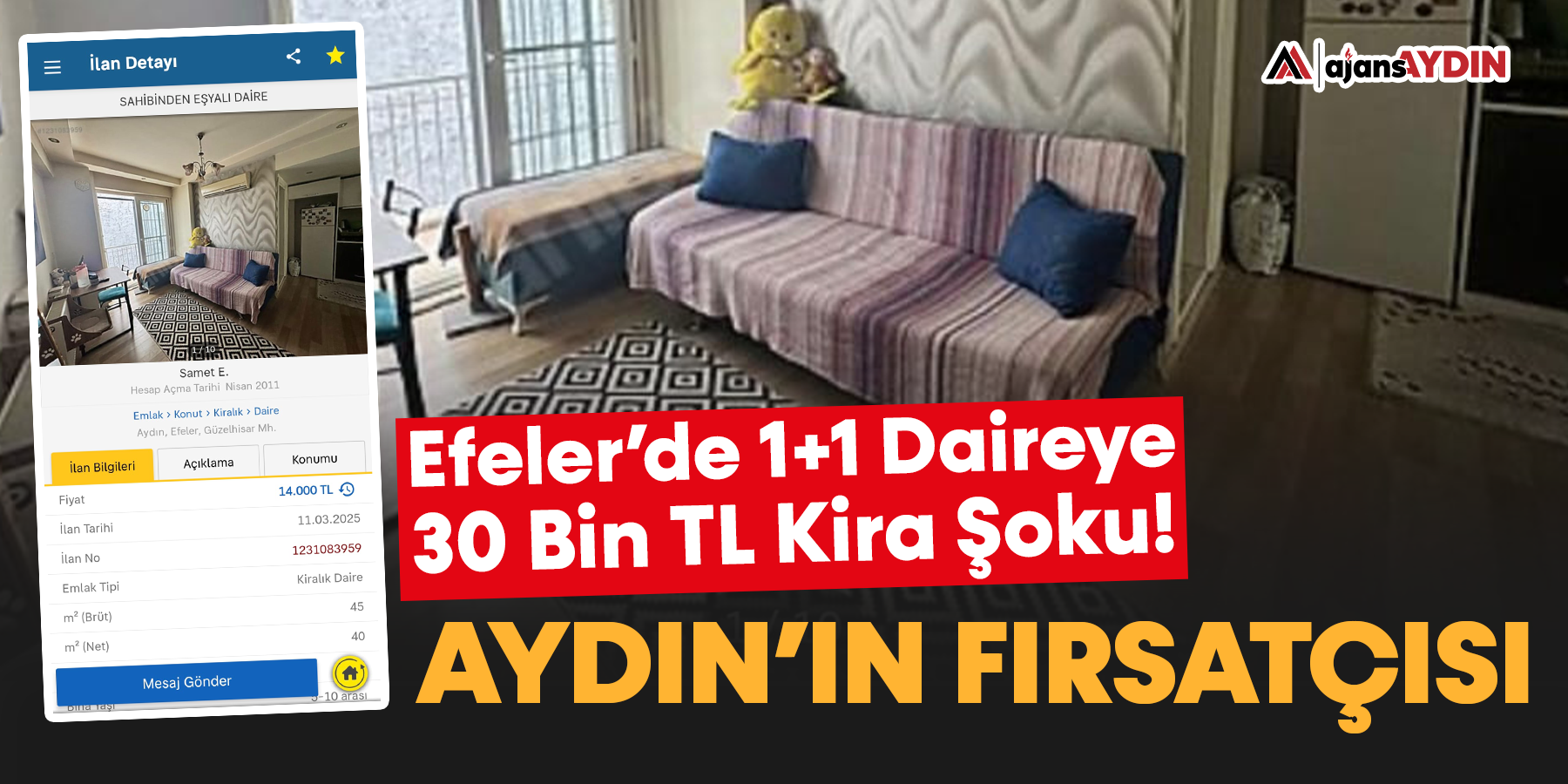 Efeler’de 1+1 Daireye 30 Bin TL Kira Şoku!