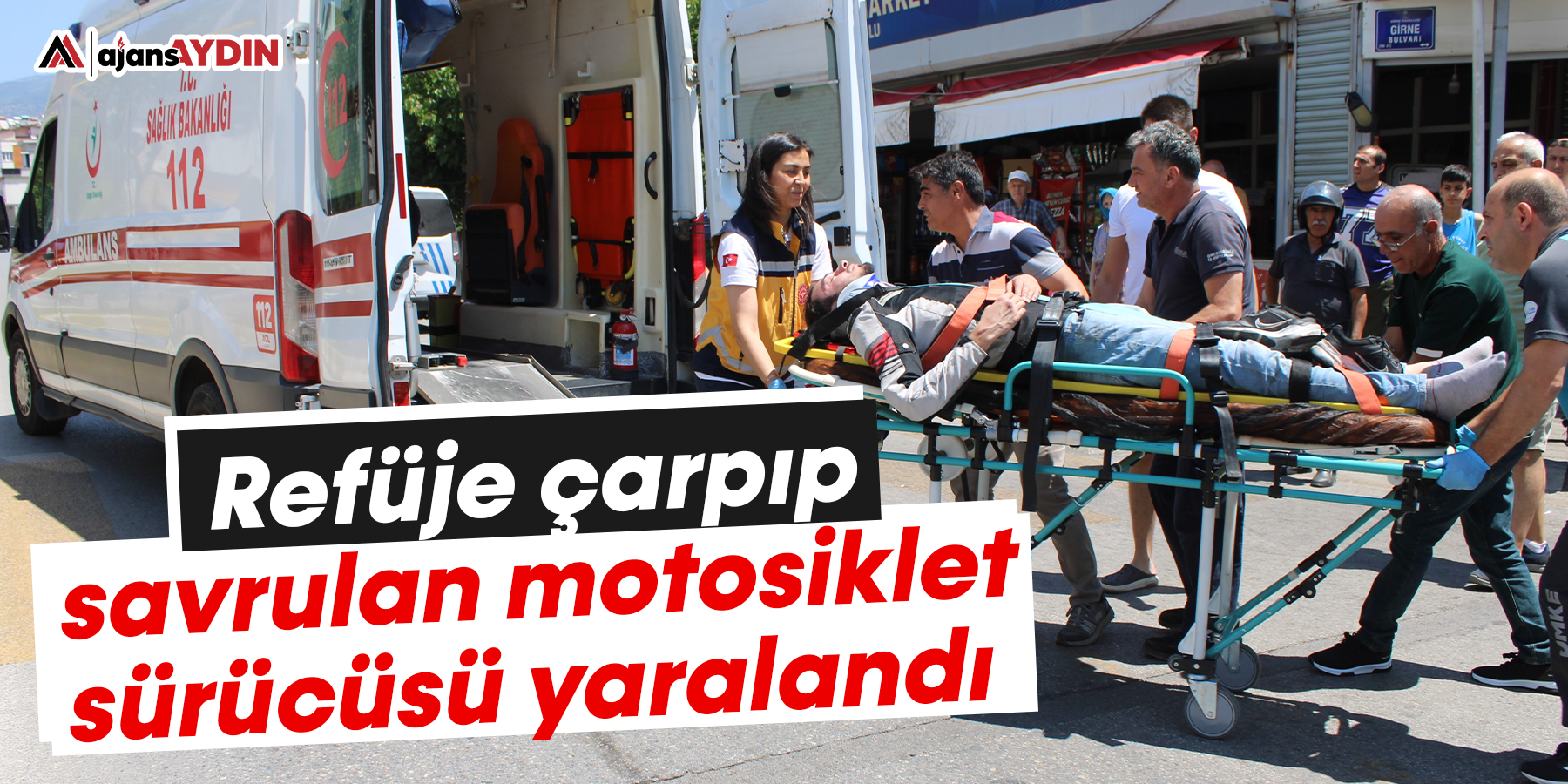 Refüje çarpıp savrulan motosiklet sürücüsü yaralandı