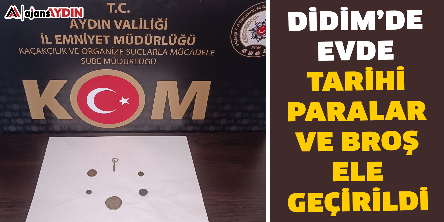 Evde tarihi paralar ve broş ele geçirildi