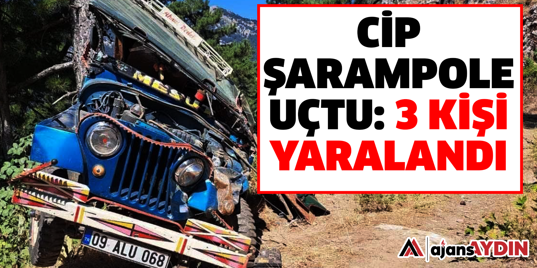 Cip şarampole uçtu, 3 kişi yaralandı
