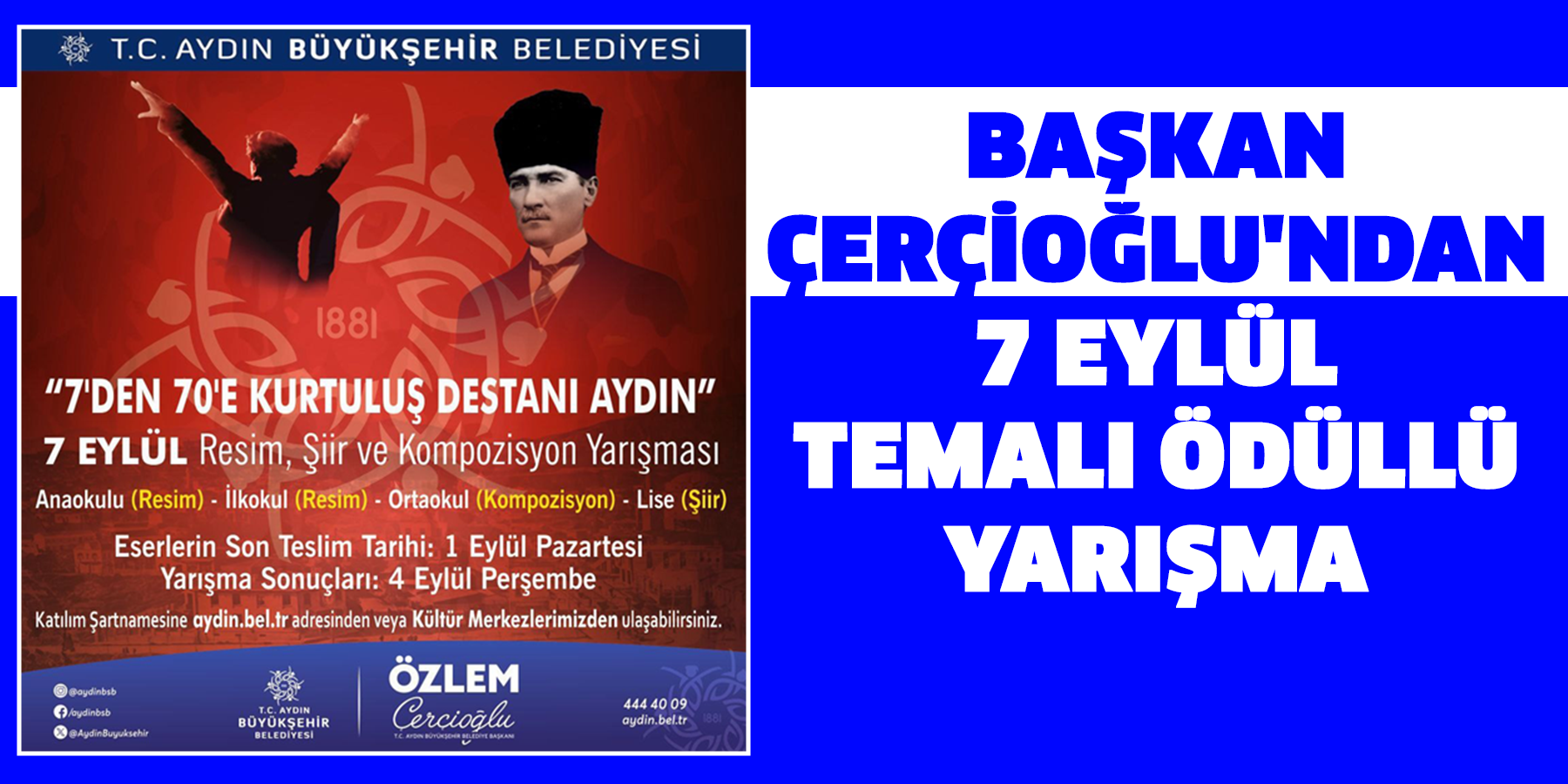 Başkan Çerçioğlu'ndan 7 Eylül temalı ödüllü yarışma