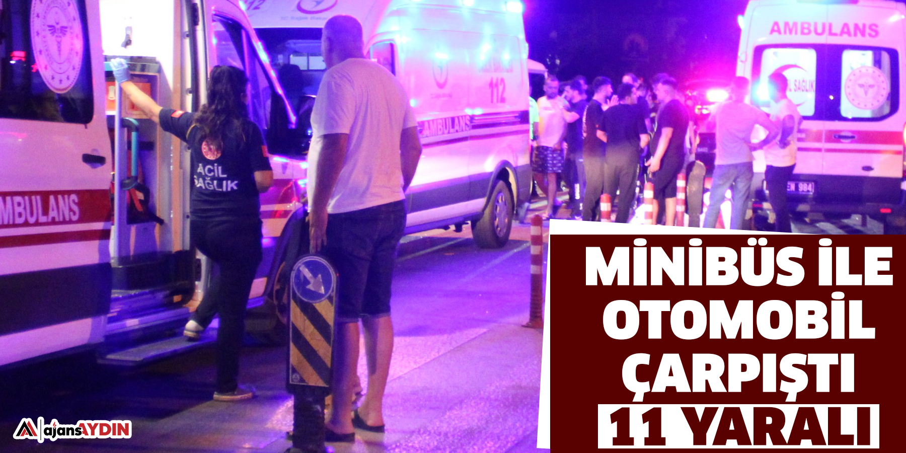 Minibüs ile otomobil çarpıştı: 11 yaralı