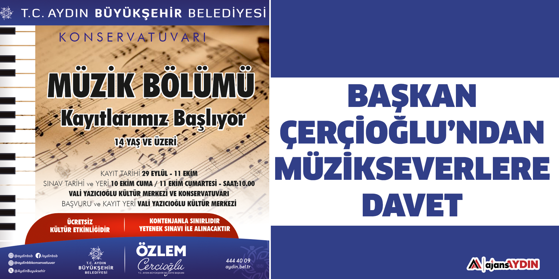 Başkan Çerçioğlu’ndan Müzikseverlere Davet