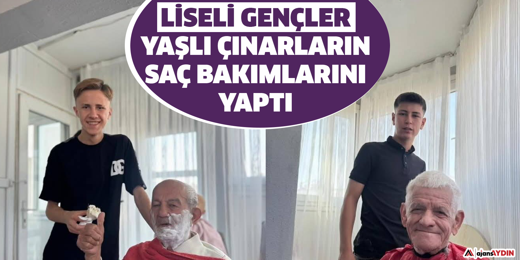 Liseli gençler, yaşlı çınarların saç bakımlarını yaptı