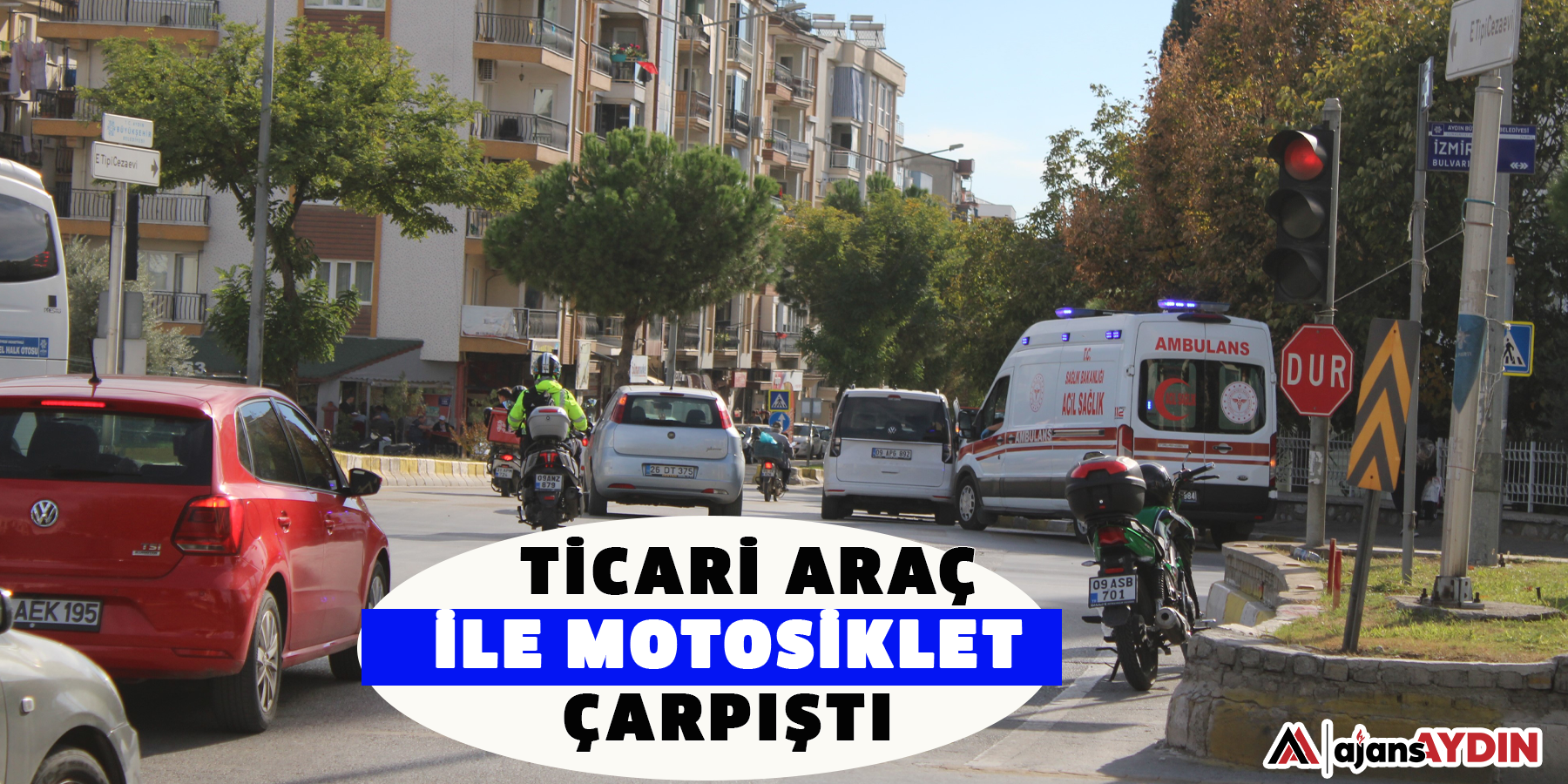 Ticari araç ile motosiklet çarpıştı