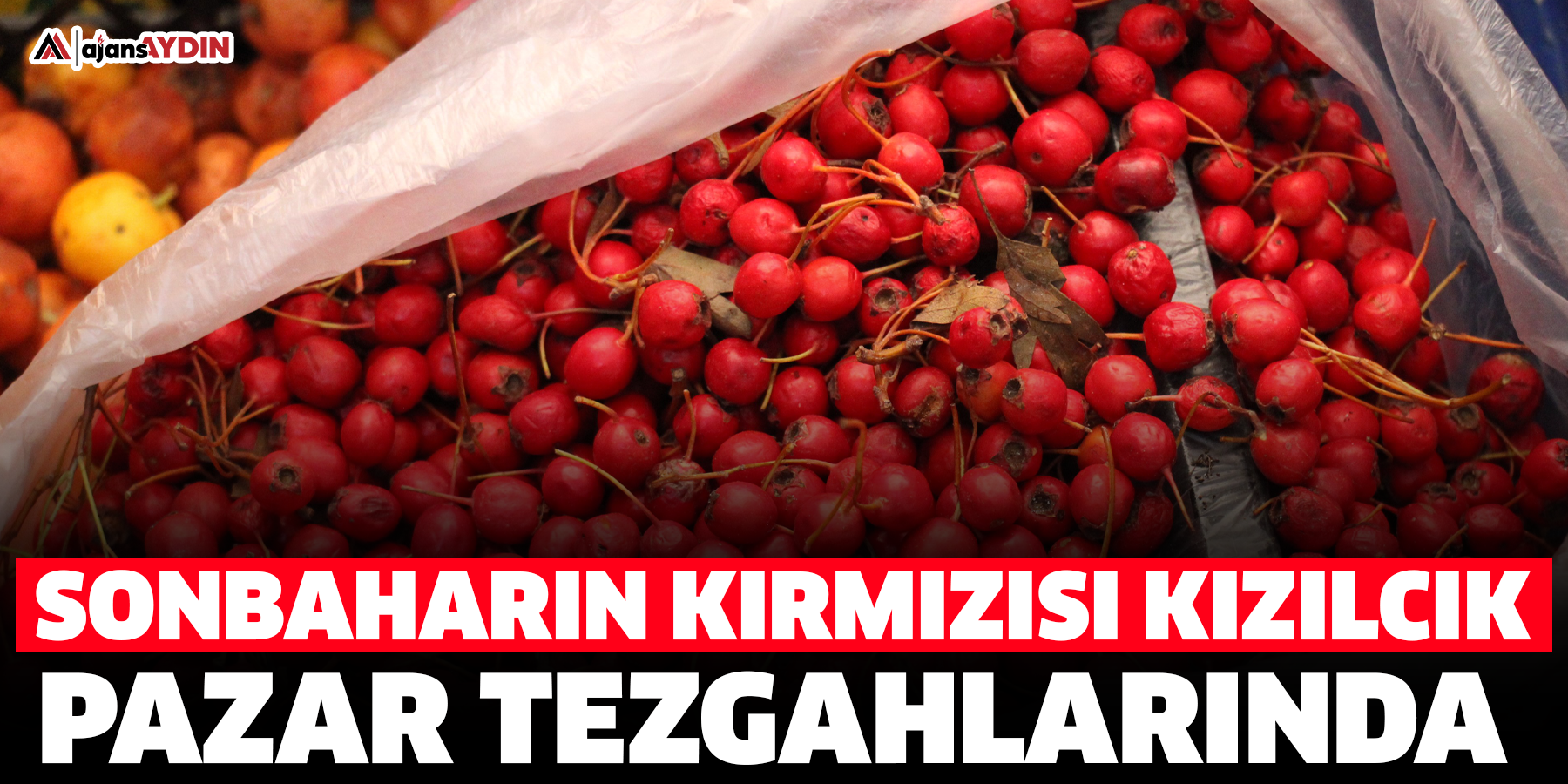 Sonbaharın kırmızısı kızılcık pazar tezgahlarında