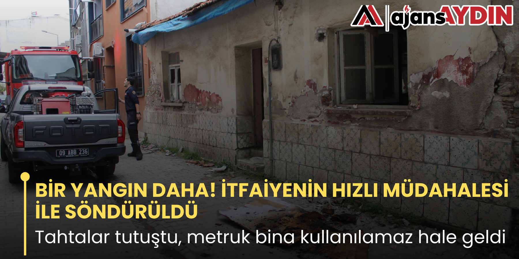 BİR YANGIN DAHA! İTFAİYENİN HIZLI MÜDAHALESİ İLE SÖNDÜRÜLDÜ   Tahtalar tutuştu, metruk bina kullanılamaz hale geldi
