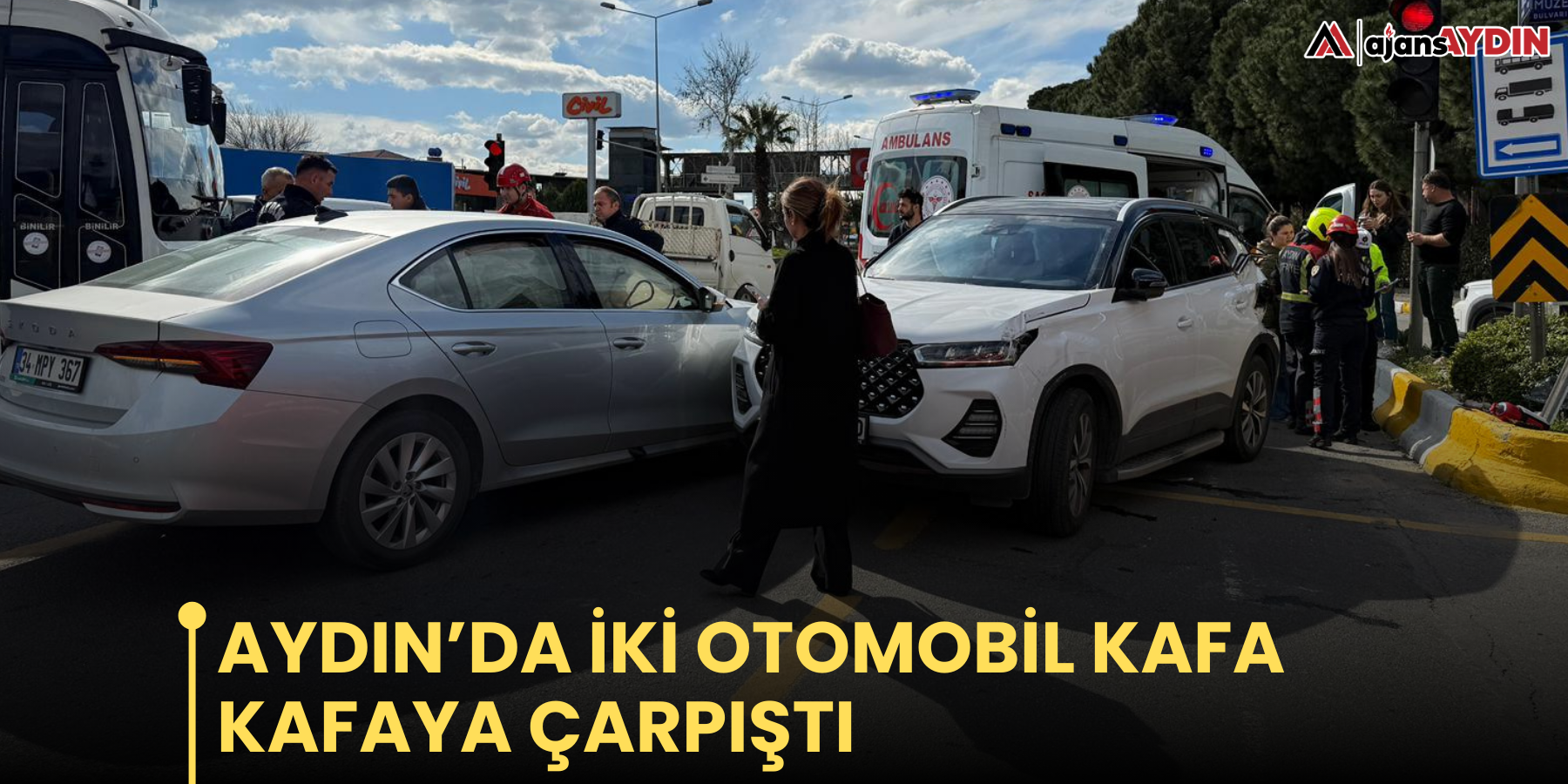Aydın’da iki otomobil kafa kafaya çarpıştı