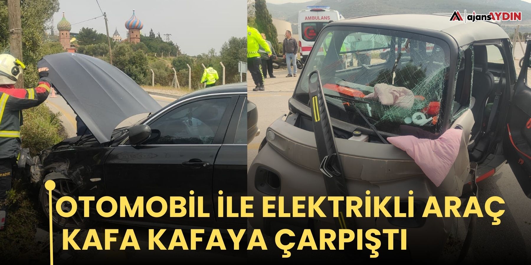 Otomobil ile elektrikli araç kafa kafaya çarpıştı
