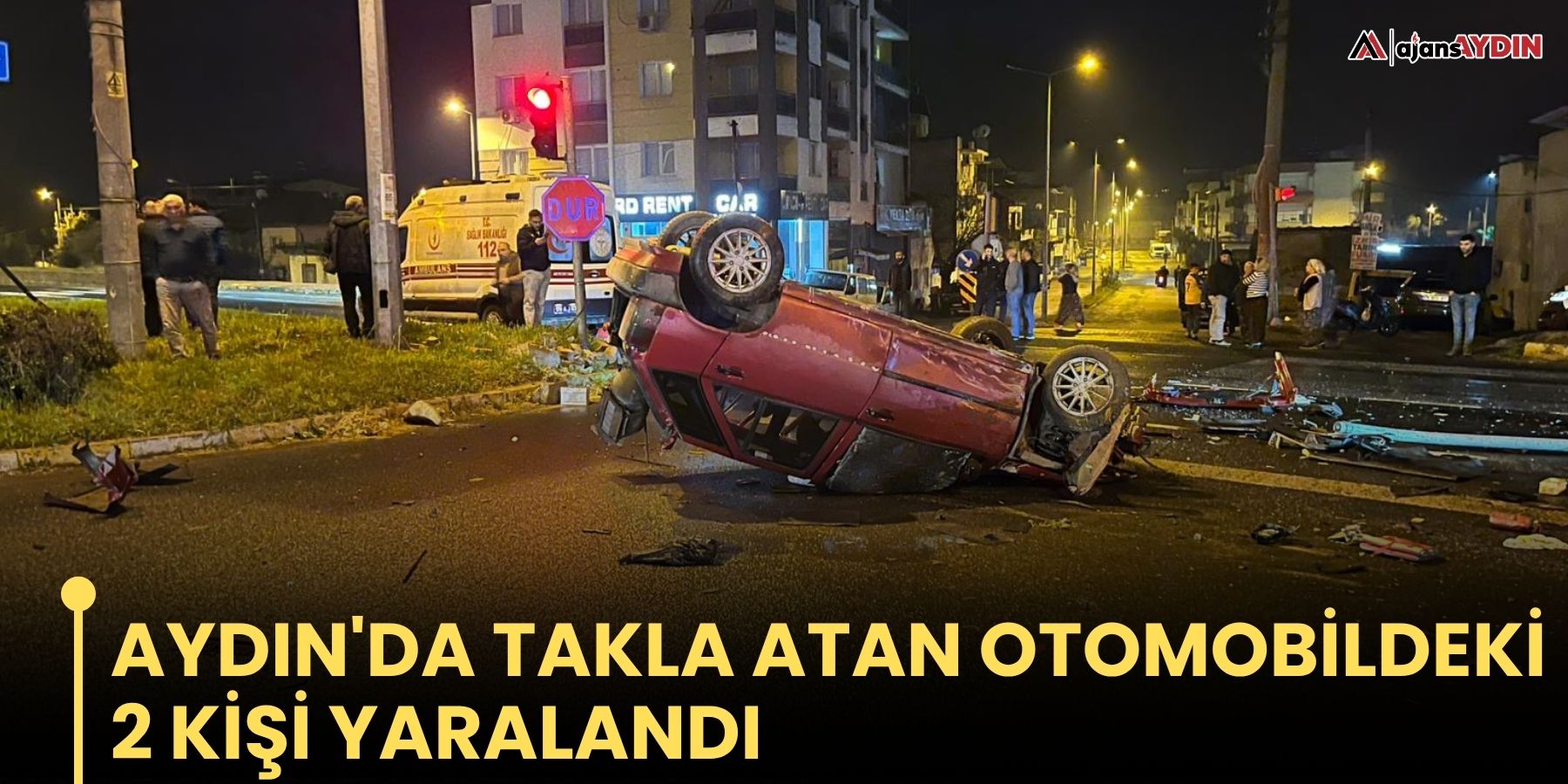 Aydın'da takla atan otomobildeki 2 kişi yaralandı