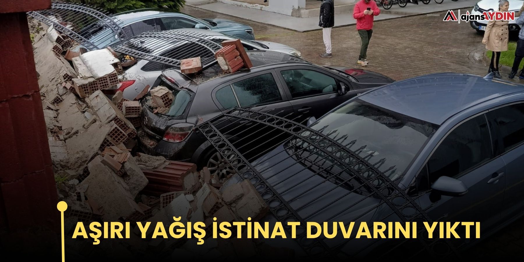 Aşırı yağış istinat duvarını yıktı