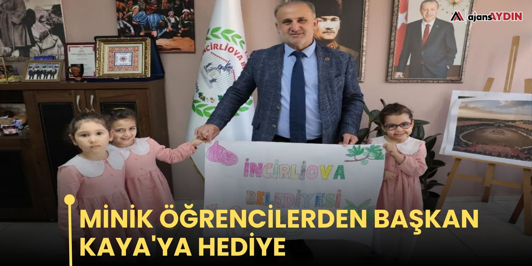 Minik öğrencilerden Başkan Kaya'ya hediye