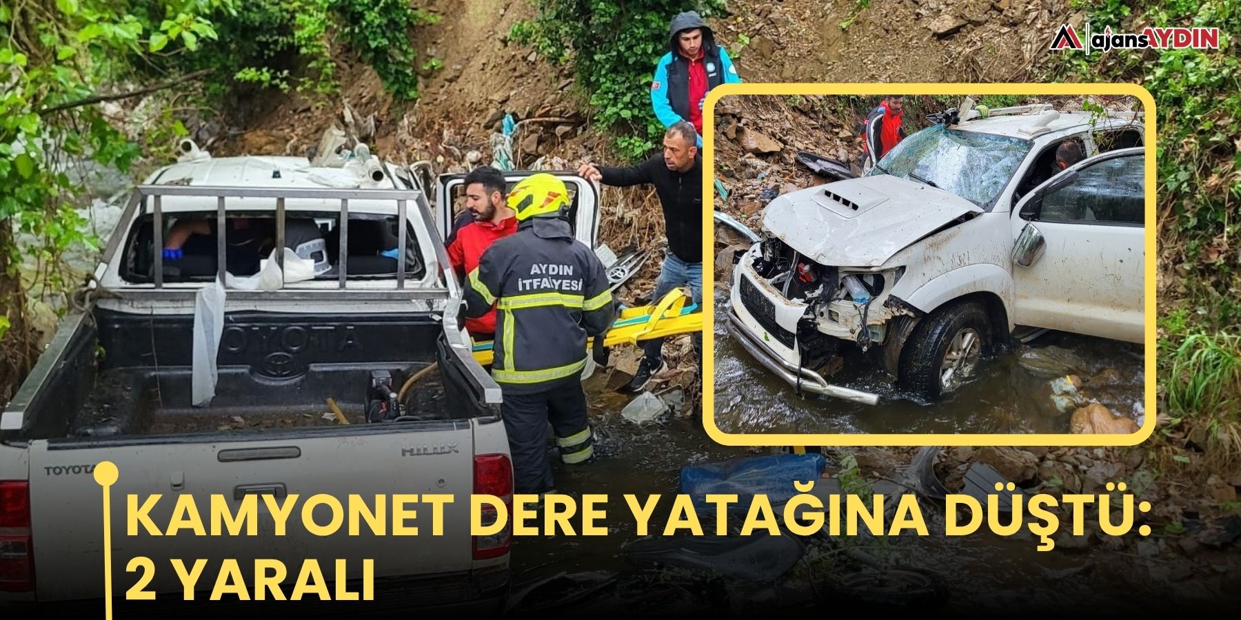 Kamyonet dere yatağına düştü: 2 yaralı