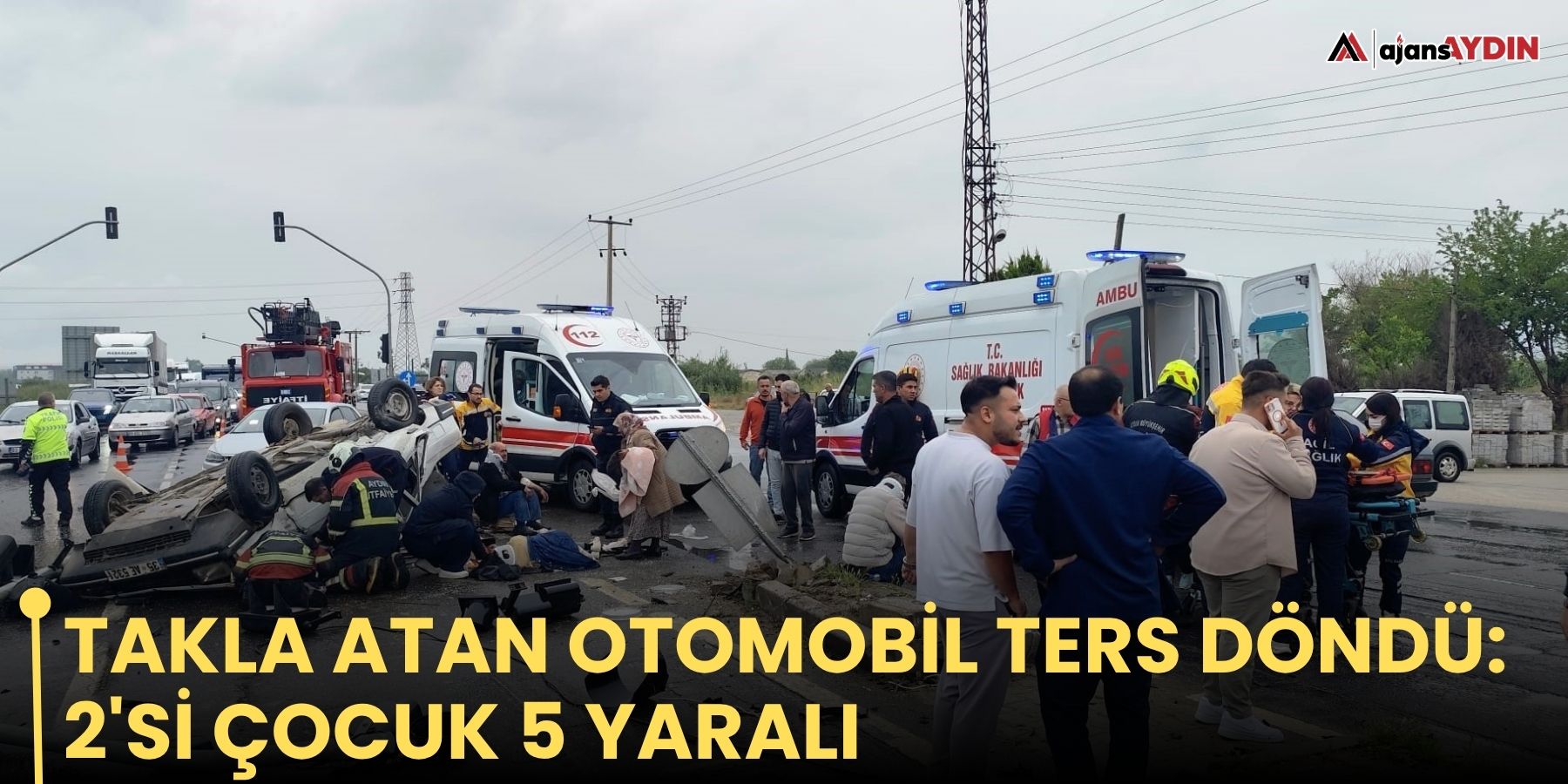 Takla atan otomobil ters döndü: 2'si çocuk 5 yaralı