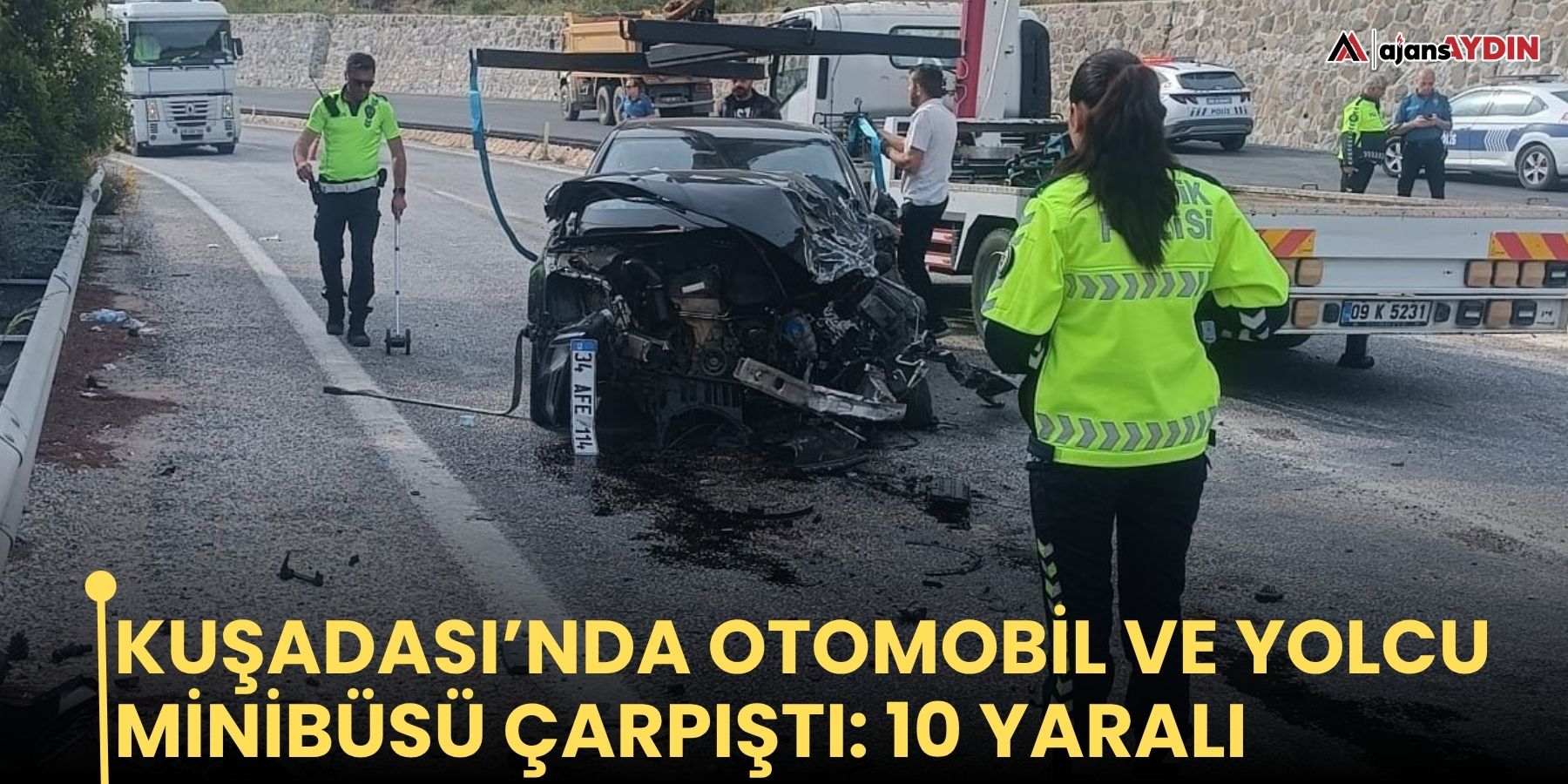 Kuşadası’nda otomobil ve yolcu minibüsü çarpıştı: 10 yaralı