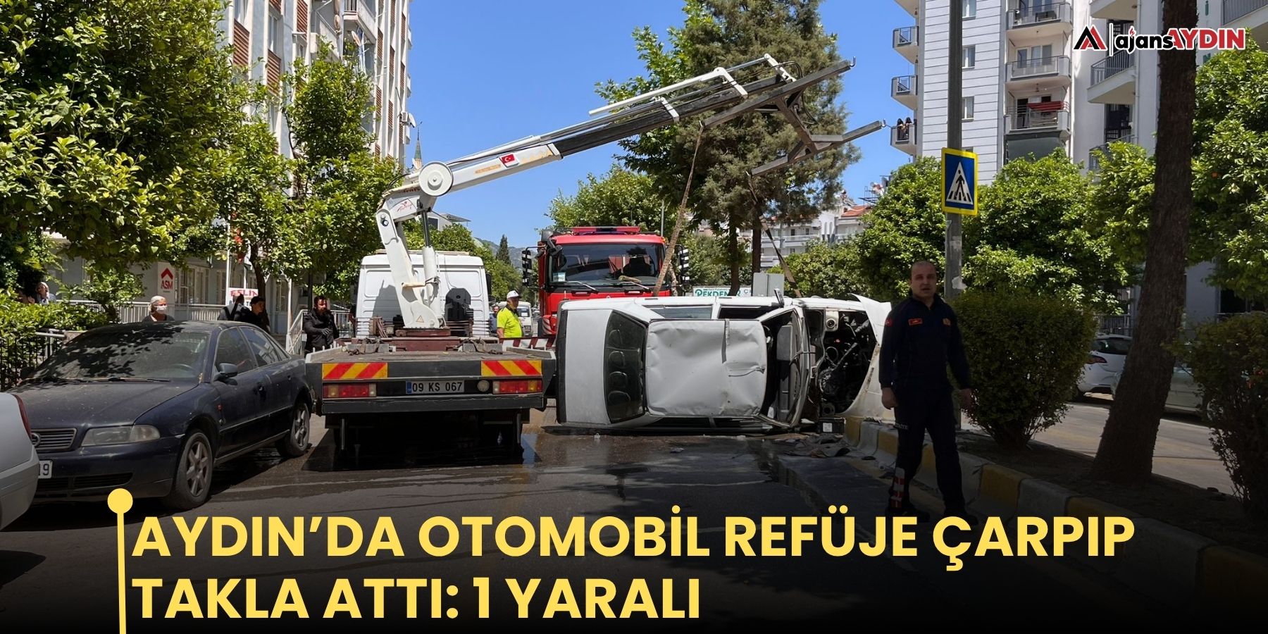 Aydın’da otomobil refüje çarpıp takla attı: 1 yaralı