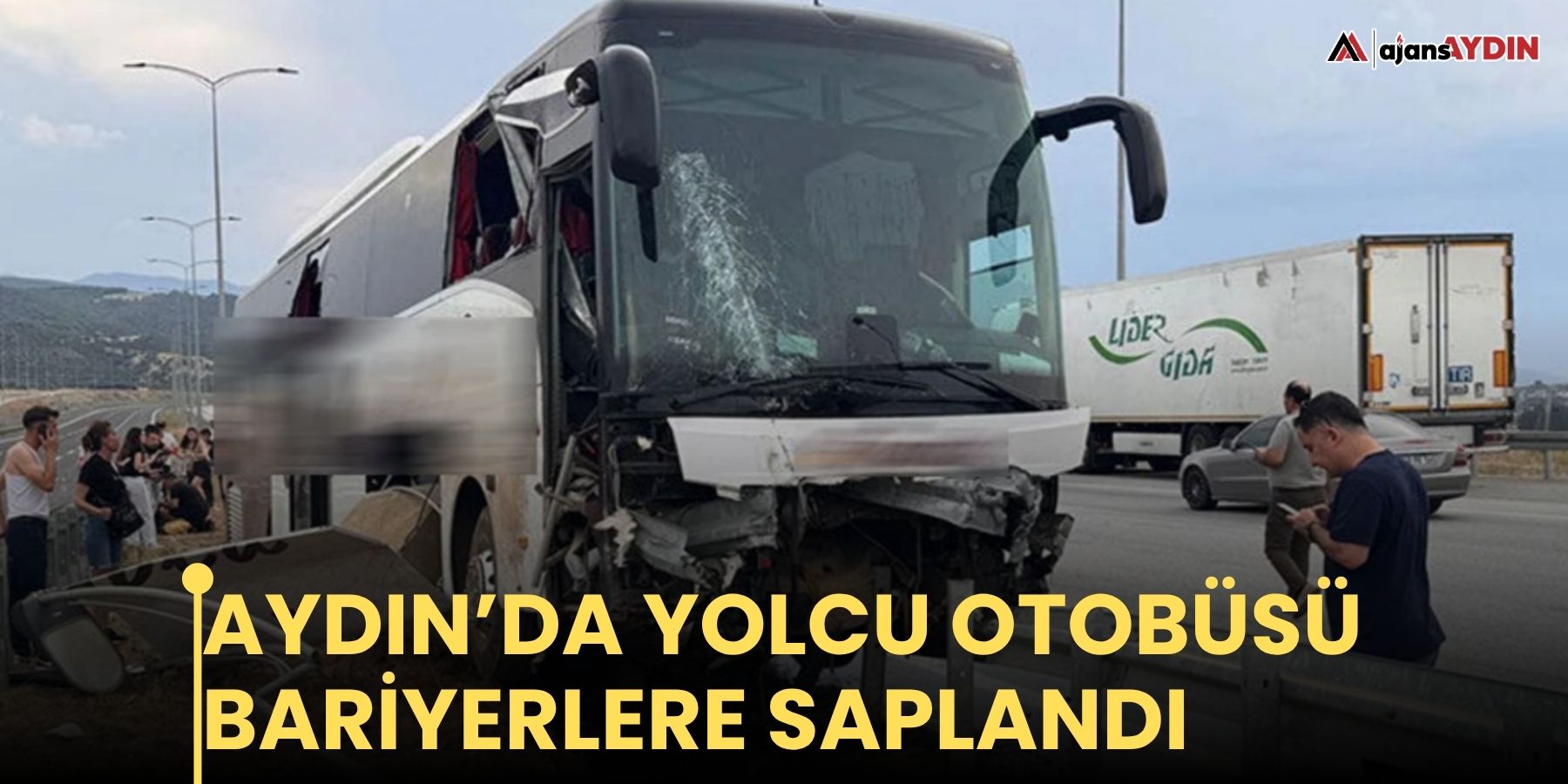 Aydın’da yolcu otobüsü bariyerlere saplandı