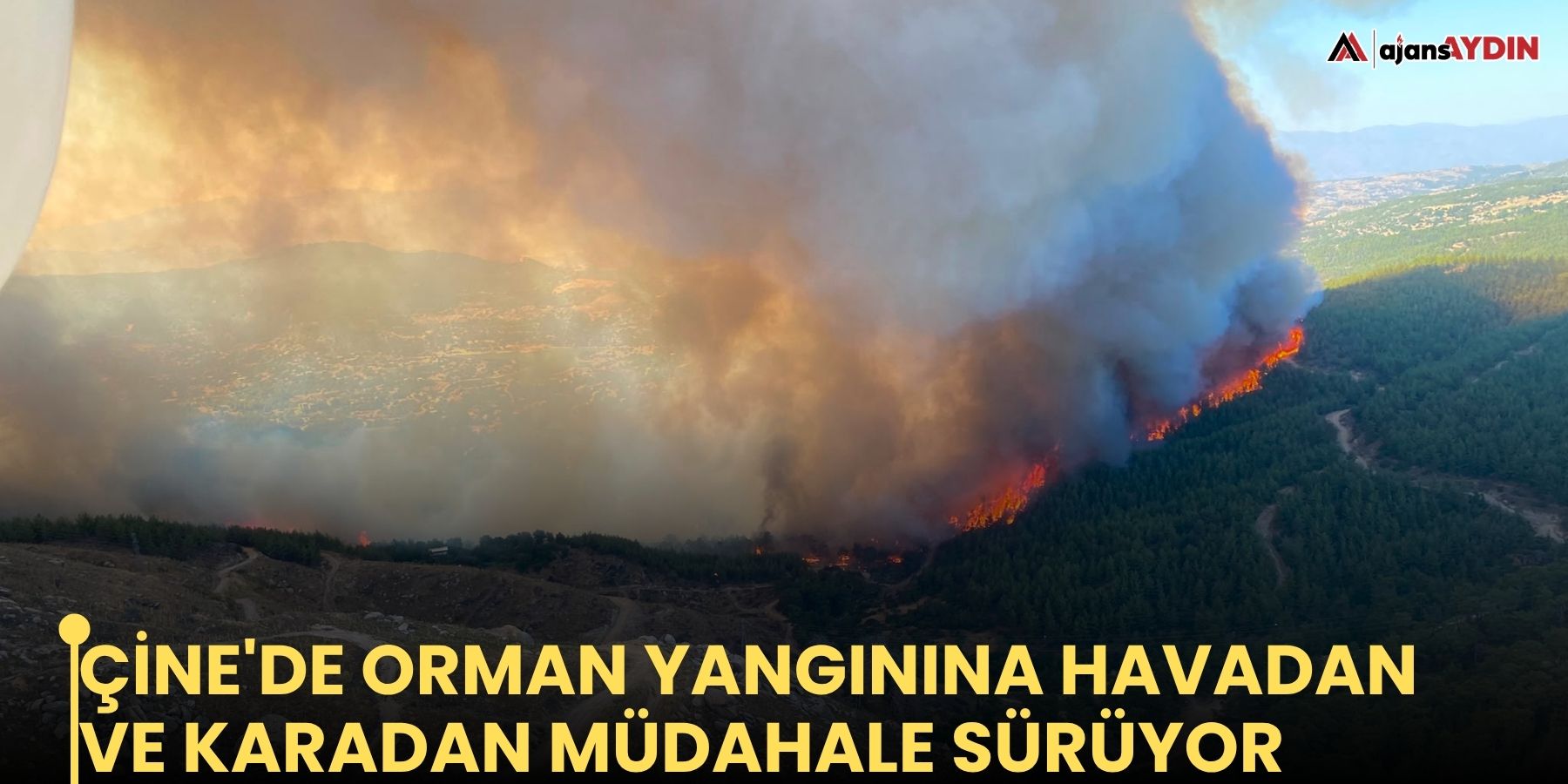 Çine'de orman yangınına havadan ve karadan müdahale sürüyor