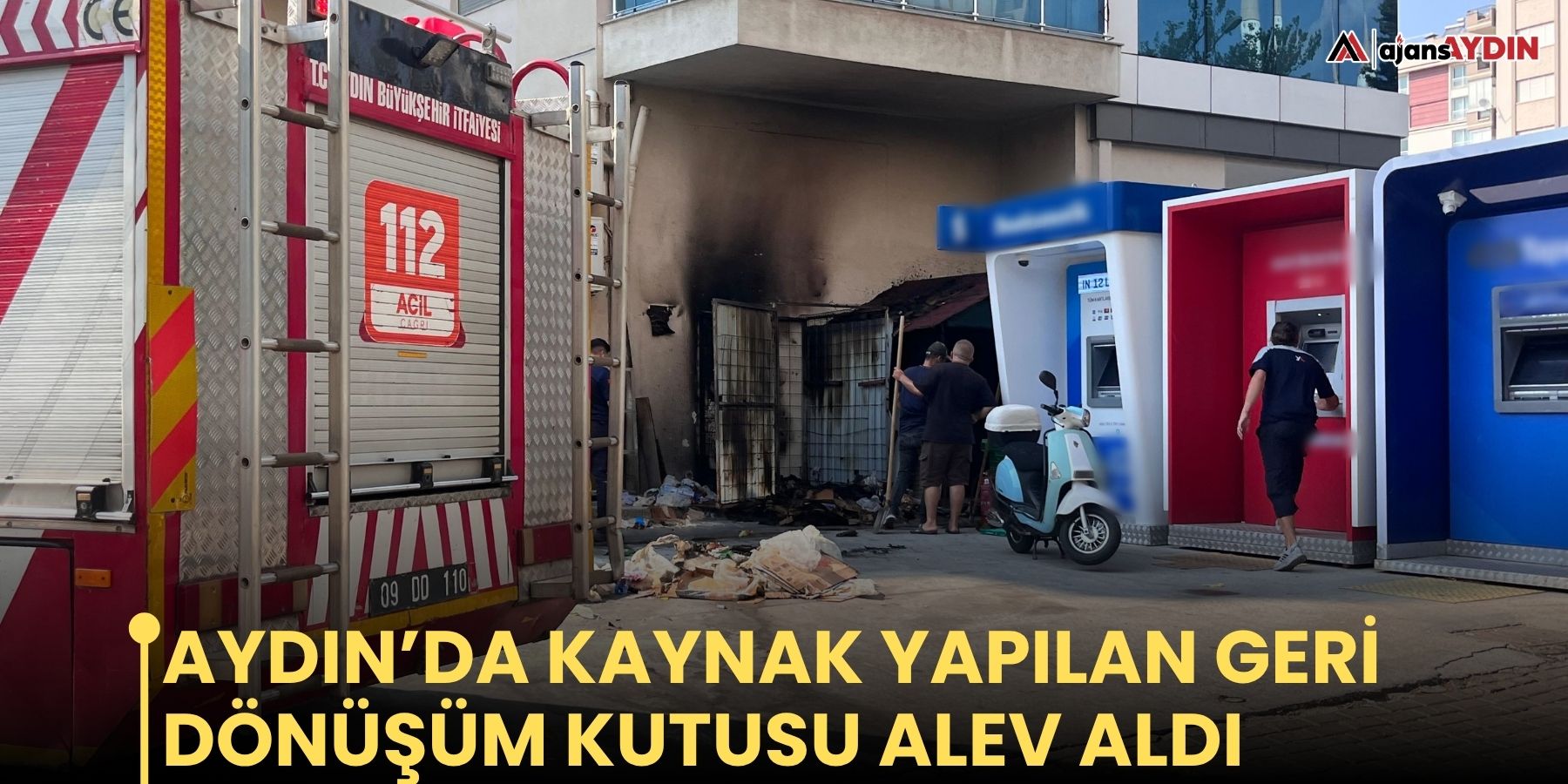 Aydın’da kaynak yapılan geri dönüşüm kutusu alev aldı