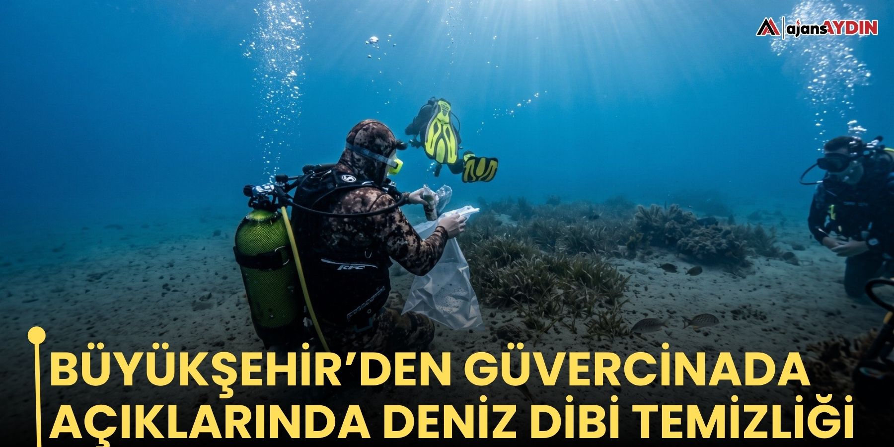 Büyükşehir’den Güvercinada açıklarında deniz dibi temizliği
