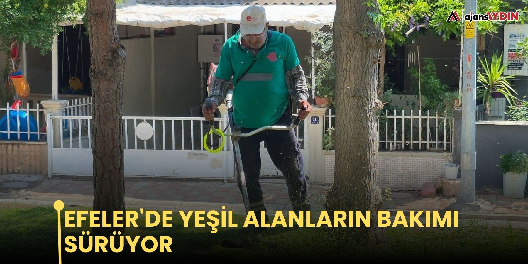 Efeler'de yeşil alanların bakımı sürüyor