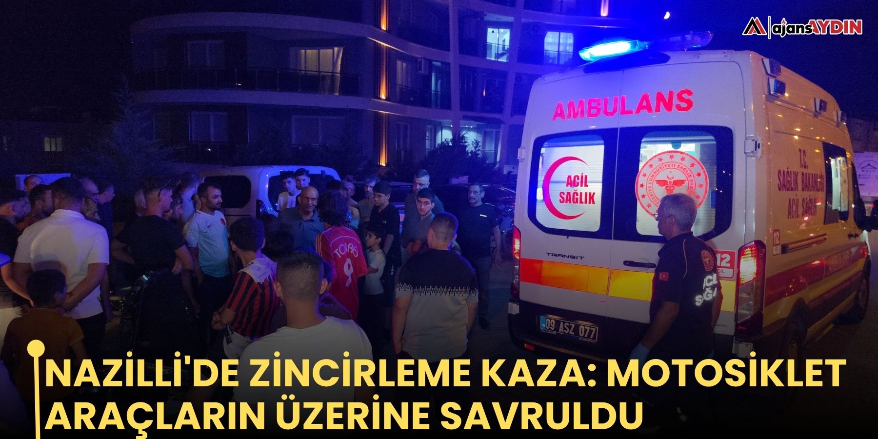 Nazilli'de zincirleme kaza: motosiklet araçların üzerine savruldu