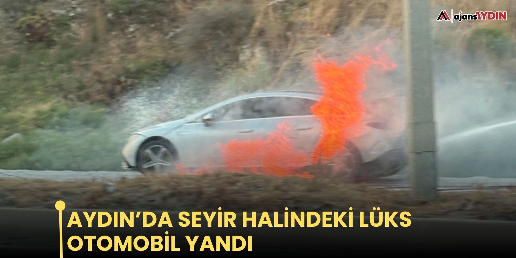 Aydın’da seyir halindeki lüks otomobil yandı