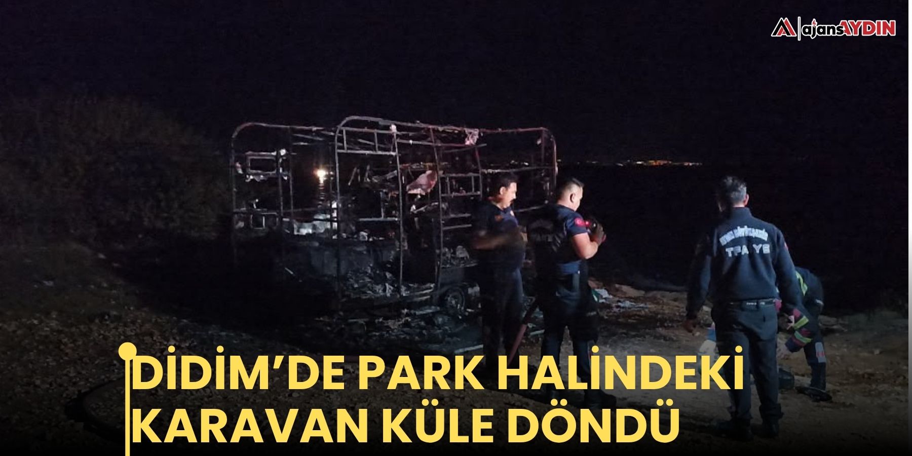 Didim’de park halindeki karavan küle döndü