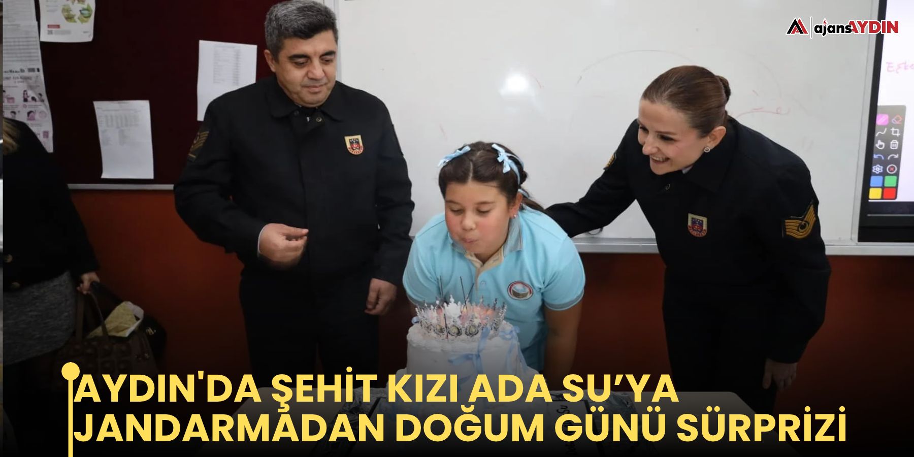 Aydın'da Şehit kızı Ada Su’ya jandarmadan doğum günü sürprizi