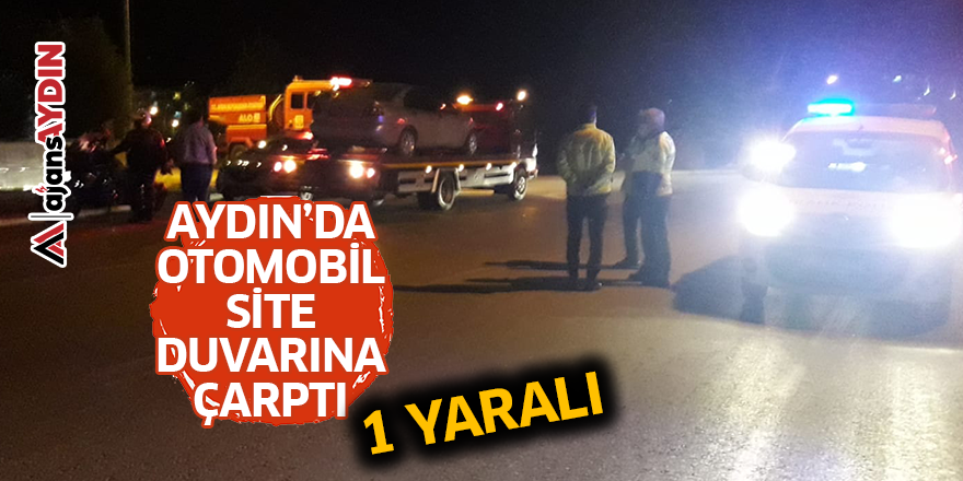 Aydın'da otomobil site duvarına çarptı