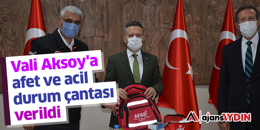 Vali Aksoy'a afet ve acil durum çantası verildi