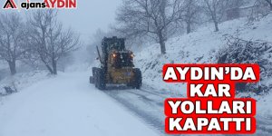 Aydın'da kar yolları kapattı